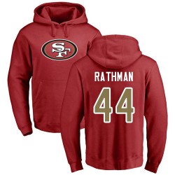Tom Rathman Red Name & Number Logo - #44 Football San Francisco 49ers Pullover Hoodie