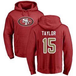 Trent Taylor Red Name & Number Logo - #15 Football San Francisco 49ers Pullover Hoodie