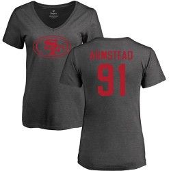 Women's Arik Armstead Ash One Color - #91 Football San Francisco 49ers T-Shirt