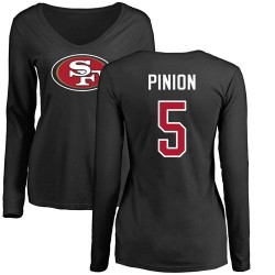Women's Bradley Pinion Black Name & Number Logo - #5 Football San Francisco 49ers Long Sleeve T-Shirt