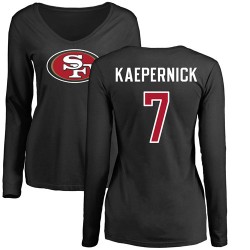 Women's Colin Kaepernick Black Name & Number Logo - #7 Football San Francisco 49ers Long Sleeve T-Shirt