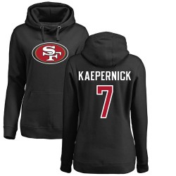 Women's Colin Kaepernick Black Name & Number Logo - #7 Football San Francisco 49ers Pullover Hoodie