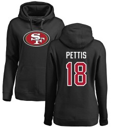 Women's Dante Pettis Black Name & Number Logo - #18 Football San Francisco 49ers Pullover Hoodie