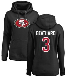Women's C. J. Beathard Black Name & Number Logo - #3 Football San Francisco 49ers Pullover Hoodie