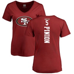 Women's Bradley Pinion Red Backer - #5 Football San Francisco 49ers T-Shirt