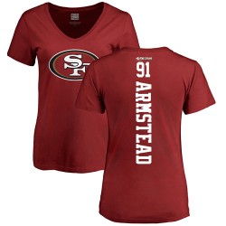 Women's Arik Armstead Red Backer - #91 Football San Francisco 49ers T-Shirt