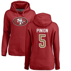 Women's Bradley Pinion Red Name & Number Logo - #5 Football San Francisco 49ers Pullover Hoodie