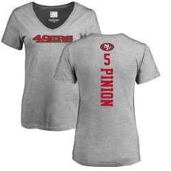 Women's Bradley Pinion Ash Backer - #5 Football San Francisco 49ers T-Shirt