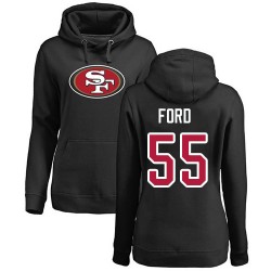 Women's Dee Ford Black Name & Number Logo - #55 Football San Francisco 49ers Pullover Hoodie