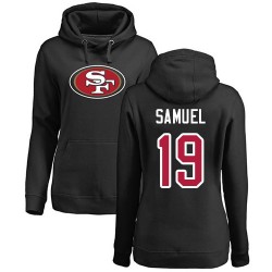 Women's Deebo Samuel Black Name & Number Logo - #19 Football San Francisco 49ers Pullover Hoodie
