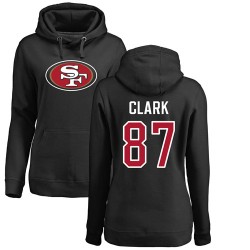 Women's Dwight Clark Black Name & Number Logo - #87 Football San Francisco 49ers Pullover Hoodie