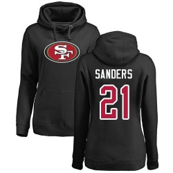 Women's Deion Sanders Black Name & Number Logo - #21 Football San Francisco 49ers Pullover Hoodie