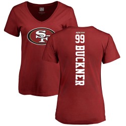 Women's DeForest Buckner Red Backer - #99 Football San Francisco 49ers T-Shirt