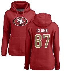Women's Dwight Clark Red Name & Number Logo - #87 Football San Francisco 49ers Pullover Hoodie