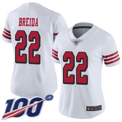 Limited Women's Matt Breida White Jersey - #22 Football San Francisco 49ers 100th Season Rush Vapor Untouchable