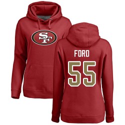 Women's Dee Ford Red Name & Number Logo - #55 Football San Francisco 49ers Pullover Hoodie