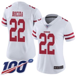Limited Women's Matt Breida White Road Jersey - #22 Football San Francisco 49ers 100th Season Vapor Untouchable