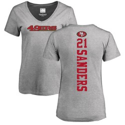 Women's Deion Sanders Ash Backer - #21 Football San Francisco 49ers T-Shirt