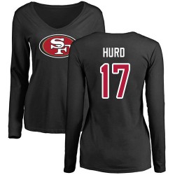 Women's Jalen Hurd Black Name & Number Logo - #17 Football San Francisco 49ers Long Sleeve T-Shirt