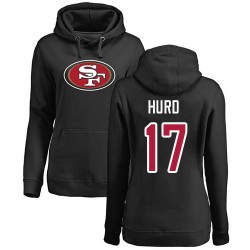 Women's Jalen Hurd Black Name & Number Logo - #17 Football San Francisco 49ers Pullover Hoodie