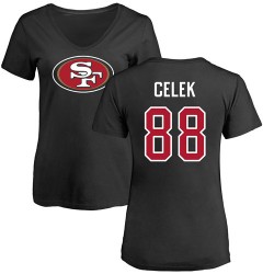 Women's Garrett Celek Black Name & Number Logo - #88 Football San Francisco 49ers T-Shirt