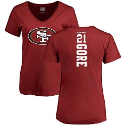 Women's Frank Gore Red Backer - #21 Football San Francisco 49ers T-Shirt