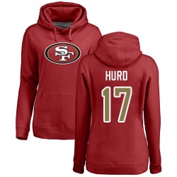 Women's Jalen Hurd Red Name & Number Logo - #17 Football San Francisco 49ers Pullover Hoodie