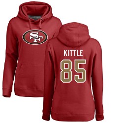Women's George Kittle Red Name & Number Logo - #85 Football San Francisco 49ers Pullover Hoodie