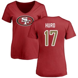 Women's Jalen Hurd Red Name & Number Logo - #17 Football San Francisco 49ers T-Shirt