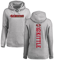 Women's George Kittle Ash Backer - #85 Football San Francisco 49ers Pullover Hoodie