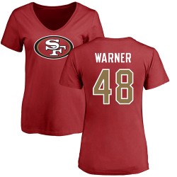 Women's Fred Warner Red Name & Number Logo - #54 Football San Francisco 49ers T-Shirt
