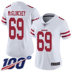 Limited Women's Mike McGlinchey White Road Jersey - #69 Football San Francisco 49ers 100th Season Vapor Untouchable