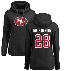 Women's Jerick McKinnon Black Name & Number Logo - #28 Football San Francisco 49ers Pullover Hoodie