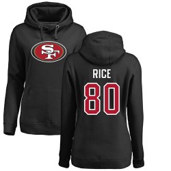 Women's Jerry Rice Black Name & Number Logo - #80 Football San Francisco 49ers Pullover Hoodie