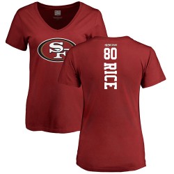 Women's Jerry Rice Red Backer - #80 Football San Francisco 49ers T-Shirt