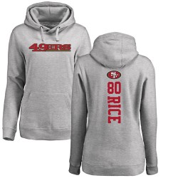 Women's Jerry Rice Ash Backer - #80 Football San Francisco 49ers Pullover Hoodie