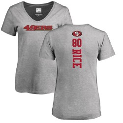 Women's Jerry Rice Ash Backer - #80 Football San Francisco 49ers T-Shirt