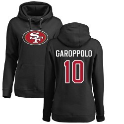 Women's Jimmy Garoppolo Black Name & Number Logo - #10 Football San Francisco 49ers Pullover Hoodie
