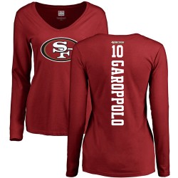 Women's Jimmy Garoppolo Red Backer - #10 Football San Francisco 49ers Long Sleeve T-Shirt