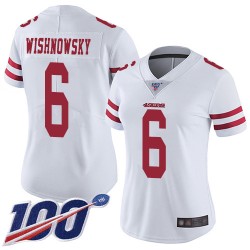 Limited Women's Mitch Wishnowsky White Road Jersey - #6 Football San Francisco 49ers 100th Season Vapor Untouchable
