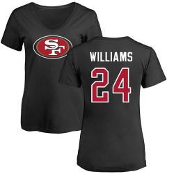 Women's K'Waun Williams Black Name & Number Logo - #24 Football San Francisco 49ers T-Shirt