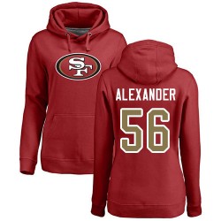 Women's Kwon Alexander Red Name & Number Logo - #56 Football San Francisco 49ers Pullover Hoodie