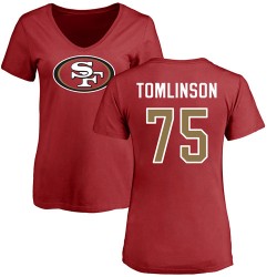 Women's Laken Tomlinson Red Name & Number Logo - #75 Football San Francisco 49ers T-Shirt