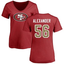 Women's Kwon Alexander Red Name & Number Logo - #56 Football San Francisco 49ers T-Shirt