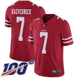 Limited Men's Colin Kaepernick Red Home Jersey - #7 Football San Francisco 49ers 100th Season Vapor Untouchable