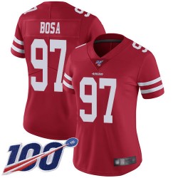 Limited Women's Nick Bosa Red Home Jersey - #97 Football San Francisco 49ers 100th Season Vapor Untouchable