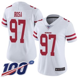 Limited Women's Nick Bosa White Road Jersey - #97 Football San Francisco 49ers 100th Season Vapor Untouchable