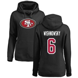Women's Mitch Wishnowsky Black Name & Number Logo - #6 Football San Francisco 49ers Pullover Hoodie
