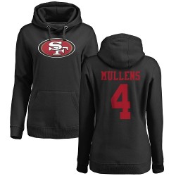 Women's Nick Mullens Black Name & Number Logo - #4 Football San Francisco 49ers Pullover Hoodie