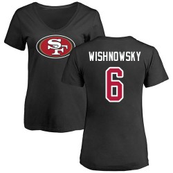 Women's Mitch Wishnowsky Black Name & Number Logo - #6 Football San Francisco 49ers T-Shirt